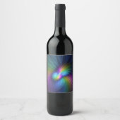 Farbenfroh mit blauem, modernem Abstraktem Fraktal Weinetikett (Vorderseite)