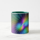 Farbenfroh mit blauem, modernem Abstraktem Fraktal Zweifarbige Tasse (Mittel)