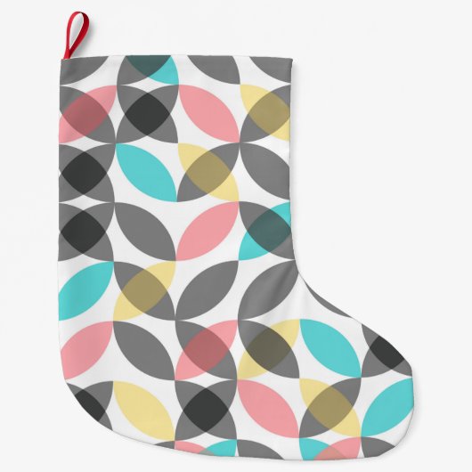 Farbenfroh, modern, fröhlich kreisförmig geometris großer weihnachtsstrumpf (Vorderseite)