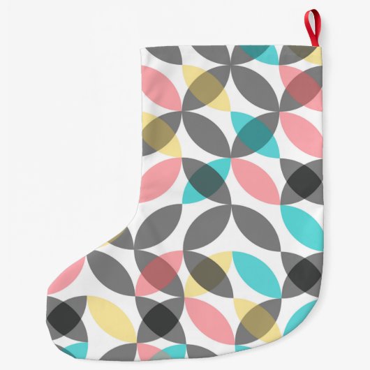 Farbenfroh, modern, fröhlich kreisförmig geometris großer weihnachtsstrumpf (Rückseite)