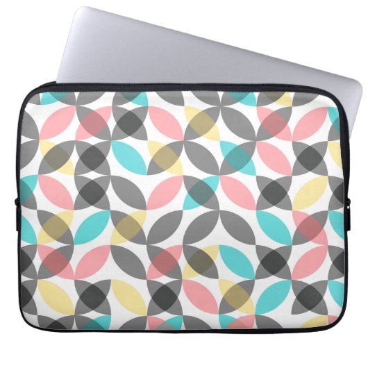 Farbenfroh, modern, fröhlich kreisförmig geometris laptopschutzhülle (Vorderseite)