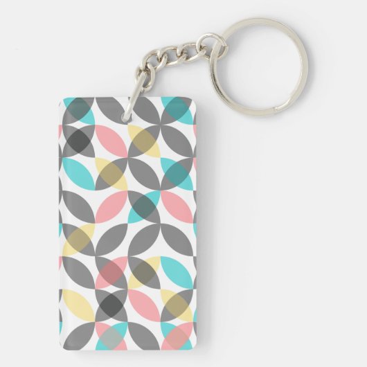 Farbenfroh, modern, fröhlich kreisförmig geometris schlüsselanhänger (Rückseite)