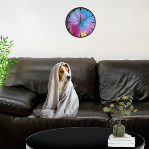 Farbenfroh, modern rosa Blau Abstrakt Uhr