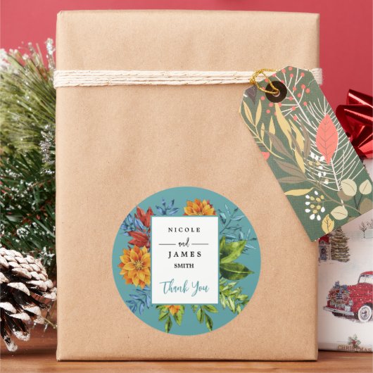 Farbenfroh, modern und blumenreich runder aufkleber (Feiertag)