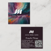*~* Farbenfroh Moderne Abstrakte QR Fett AP93 Quadratische Visitenkarte (Vorne/Hinten)
