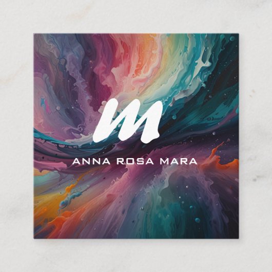 *~* Farbenfroh Moderne Abstrakte QR Fett AP93 Quadratische Visitenkarte (Vorderseite)