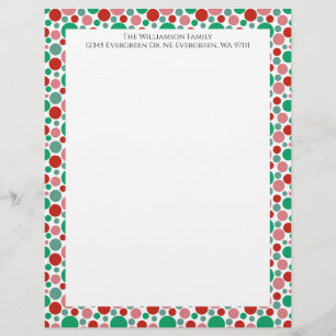 Farbenfroh, moderner Polka Dot Green Red Pink Briefbogen