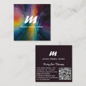 *~* Farbenfroh Modernes Abstraktes Fett AP93 QR Quadratische Visitenkarte (Vorne/Hinten)