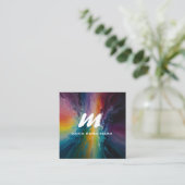 *~* Farbenfroh Modernes Abstraktes Fett AP93 QR Quadratische Visitenkarte (Stehend Vorderseite)