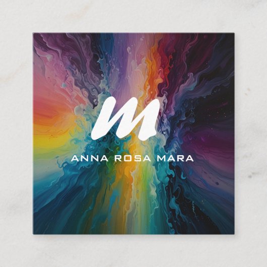 *~* Farbenfroh Modernes Abstraktes Fett AP93 QR Quadratische Visitenkarte (Vorderseite)