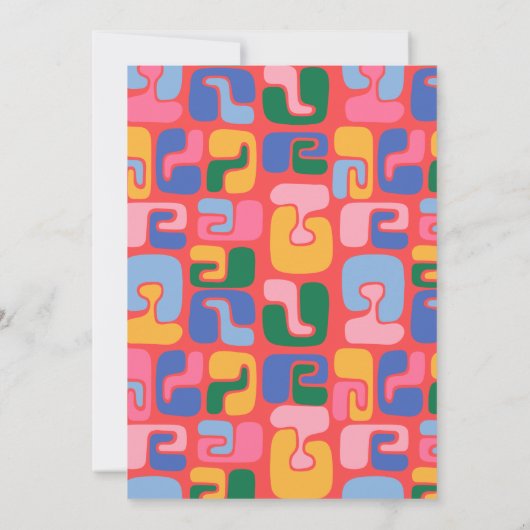 Farbenfroh Modernes Abstraktes Rotes Einzigartiges Einladung (Rückseite)