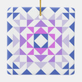 Farbenfroh Modernes Quilblock Geometrisches Blau L Keramikornament (Rückseite)