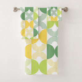 Farbenfroh Modernes Retro-1950er-Linie Kunst grün  Badhandtuch Set