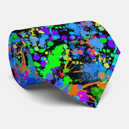 Farbenfroh, Neon Imitate, Paintball, Spaß Krawatte (Gerollt)