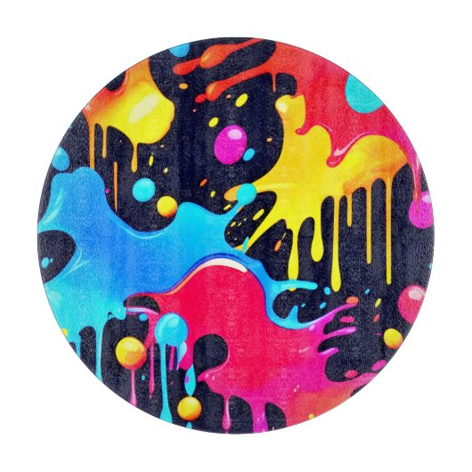 Farbenfroh Neonpaint Spritzer Art Schneidebrett (Vorderseite)