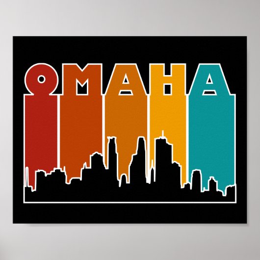 Farbenfroh Omaha Nebraska Retro Sunset Poster (Vorne)