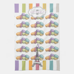 Farbenfroh Paris Macaron Eiffel Tower Monogram Handtuch