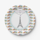 Farbenfroh Paris Macaron Eiffel Tower Monogram  Pappteller (Vorderseite)