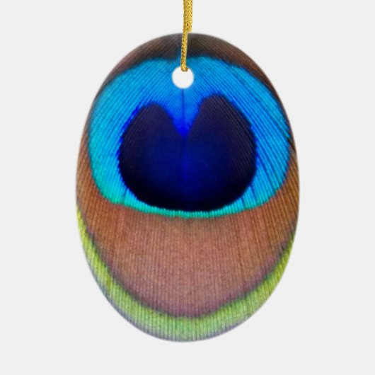 Farbenfroh Peacock Feather Eyespot Keramik Ornament (Vorne)