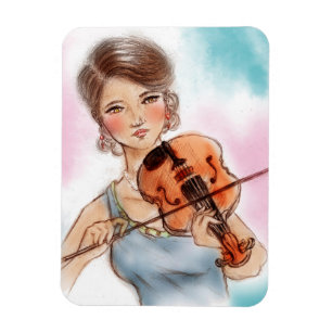 Farbenfroh pink & blau Vintages Foto Magnet - Geig