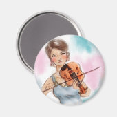 Farbenfroh pink & blau Vintages Round Magnet - Gei (Vorderseite/Rückseite)