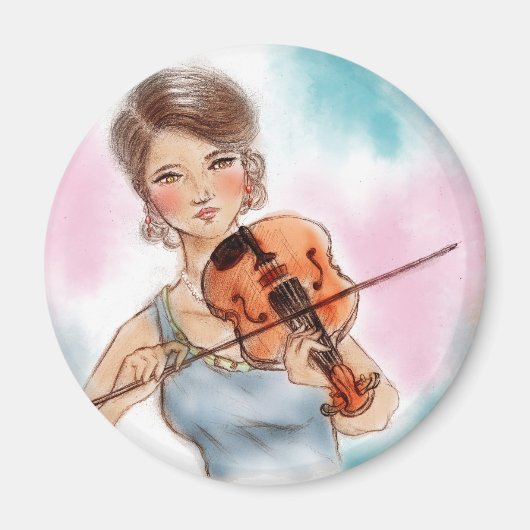 Farbenfroh pink & blau Vintages Round Magnet - Gei (Vorne)