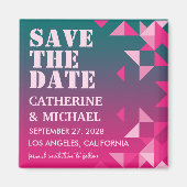 Farbenfroh pink und grün geometrisch Save the Date Magnet (Vorne)