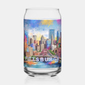 Farbenfroh Pittsburgh Skyline Dosenglas (Vorderseite)