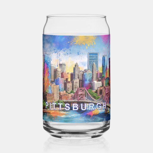 Farbenfroh Pittsburgh Skyline Dosenglas (Vorderseite)