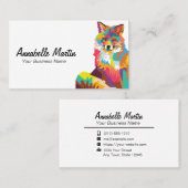 Farbenfroh Pop Art Fox Visitenkarte (Vorne/Hinten)