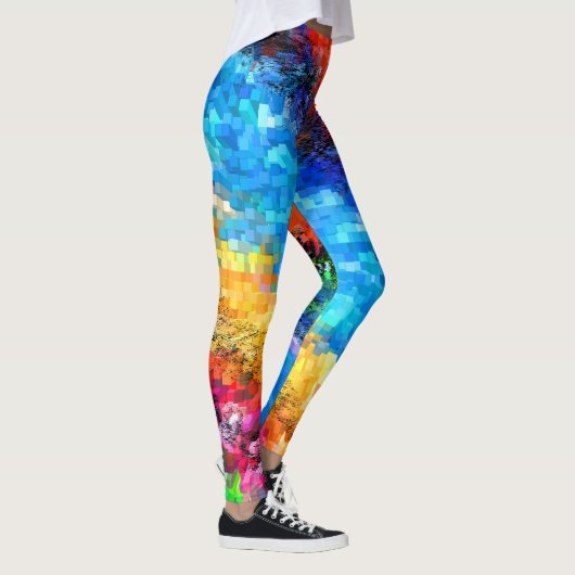 Farbenfroh Psychedelic Abstrakt Leggings (Rechts)