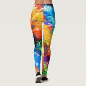 Farbenfroh Psychedelic Abstrakt Leggings (Rückseite)