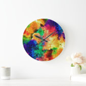 Farbenfroh Psychedelic Abstrakt Rainbow Große Wanduhr (Zuhause)