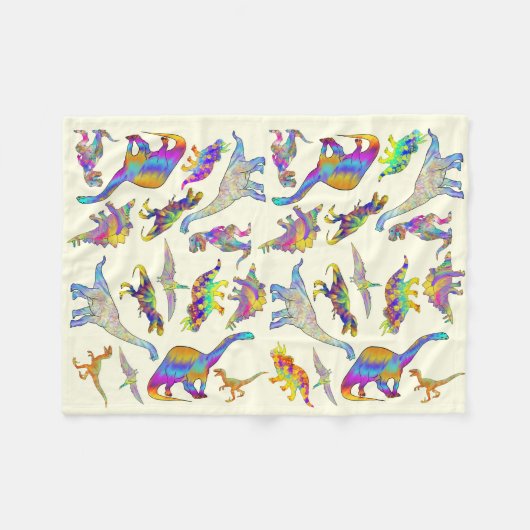 Farbenfroh Psychedelisch Prähistorischer Regenboge Fleecedecke (Vorderseite (Horizontal))