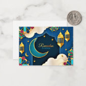 farbenfroh Ramadan Kareem Gold Crescent Mitteilungskarte (Vorderseite/Rückseite Beispiel)