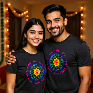 Farbenfroh Rangoli mit Happy Diwali T - Shirt