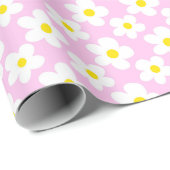 Farbenfroh Retro Daisy floral Pink Geschenkpapier (Rolleneckpunkt)