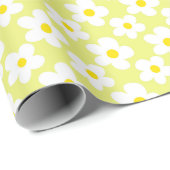 Farbenfroh Retro Daisy florgelb Geschenkpapier (Rolleneckpunkt)