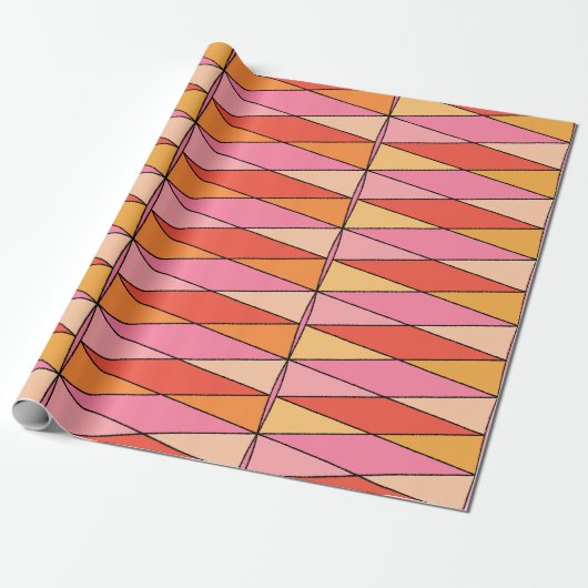 Farbenfroh Retro Harlequin Muster Pink Geschenkpapier (Ungerollt)