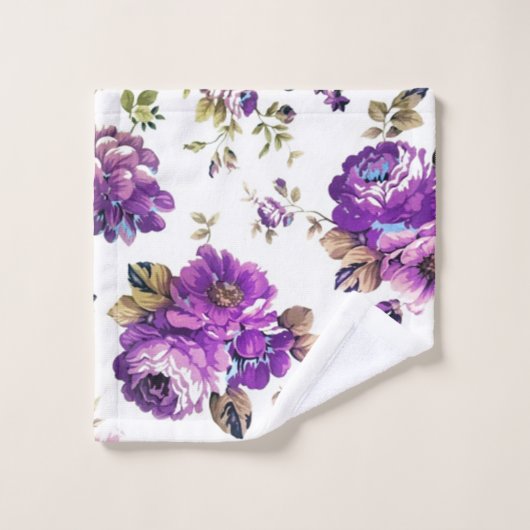 Farbenfroh, romantisch, Blumenmuster Badhandtuch Set (Waschlappen)