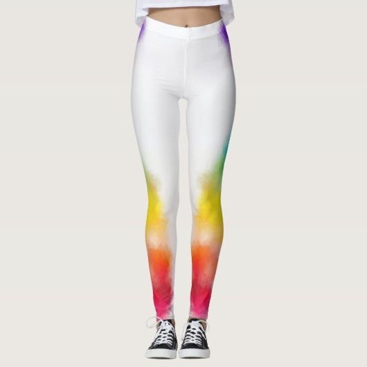 Farbenfroh Rosa Blau Grün Gelb Moderne Elegant Leggings (Vorderseite)