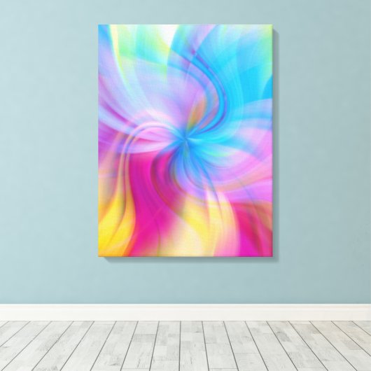 Farbenfroh Rosa Blau Moderne Digitale Fine Abstrak Leinwanddruck (Insitu (Holzboden))