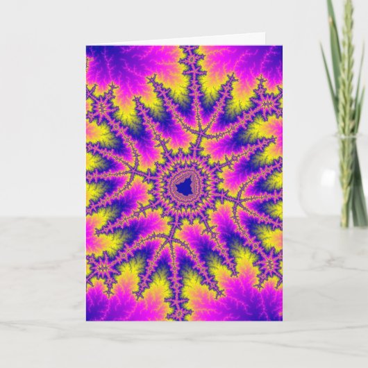 Farbenfroh, rosa, gelb und blau - Fraktal Karte (Vorderseite)