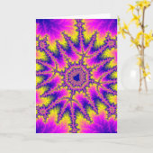 Farbenfroh, rosa, gelb und blau - Fraktal Karte (Gelbe Blume)