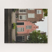 Farbenfroh rosa holländisches Canal House Leiden N Puzzle (Horizontal)