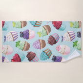 Farbenfroh rosa und Aquamarine Cupcakes Summer Poo Strandtuch (Vorderseite)