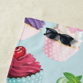 Farbenfroh rosa und Aquamarine Cupcakes Summer Poo Strandtuch (Beispiel)