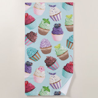 Farbenfroh rosa und Aquamarine Cupcakes Summer Poo Strandtuch