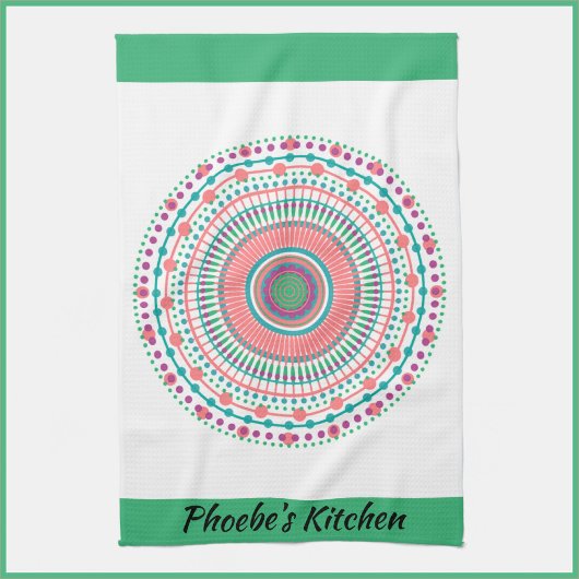 Farbenfroh Rosa und grüne Pasta Mandala Geschirrtuch