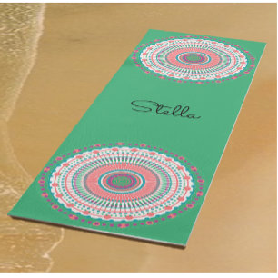 Farbenfroh Rosa und grüne Pasta Mandala Yogamatte